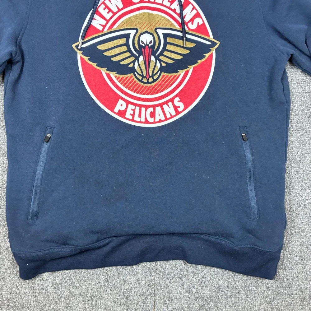 NBA New Orleans Pelicans Hoodie Navy Blue Fleece Pullover Mens Size Large